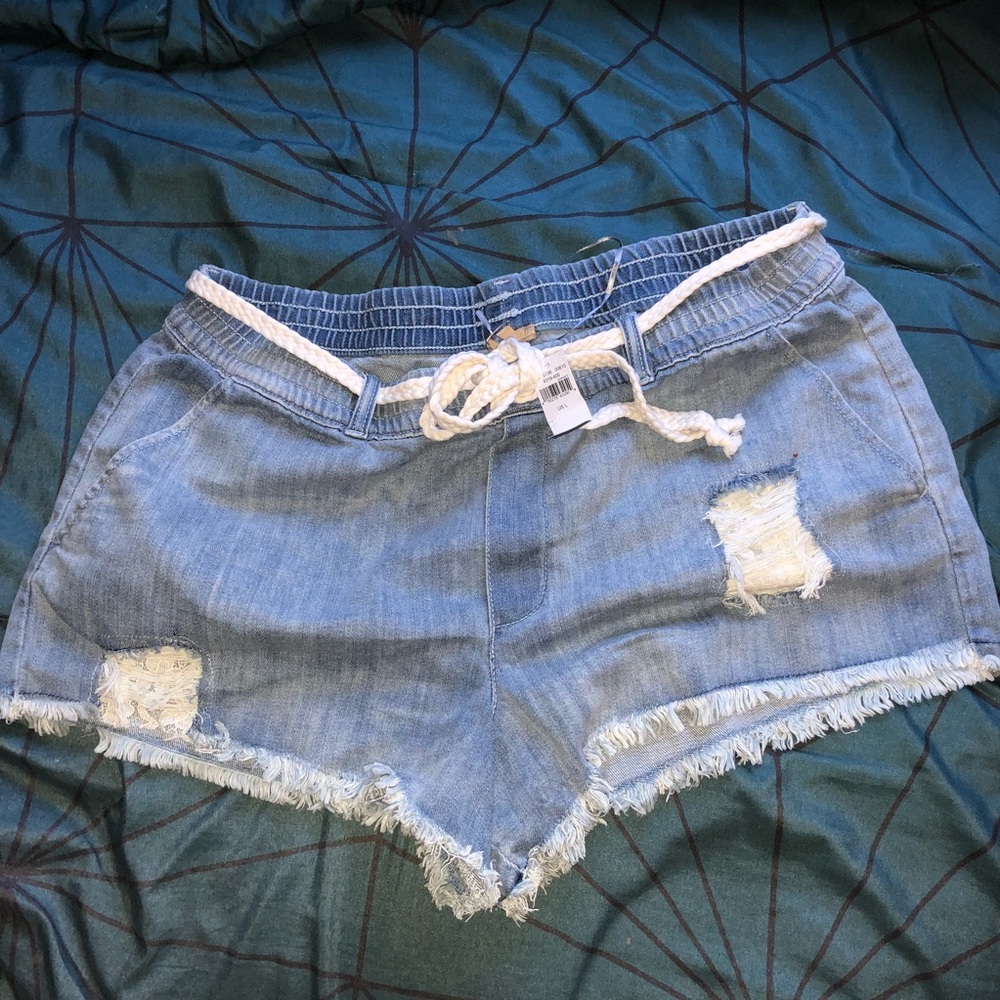 Aerie Demin Fringe Short